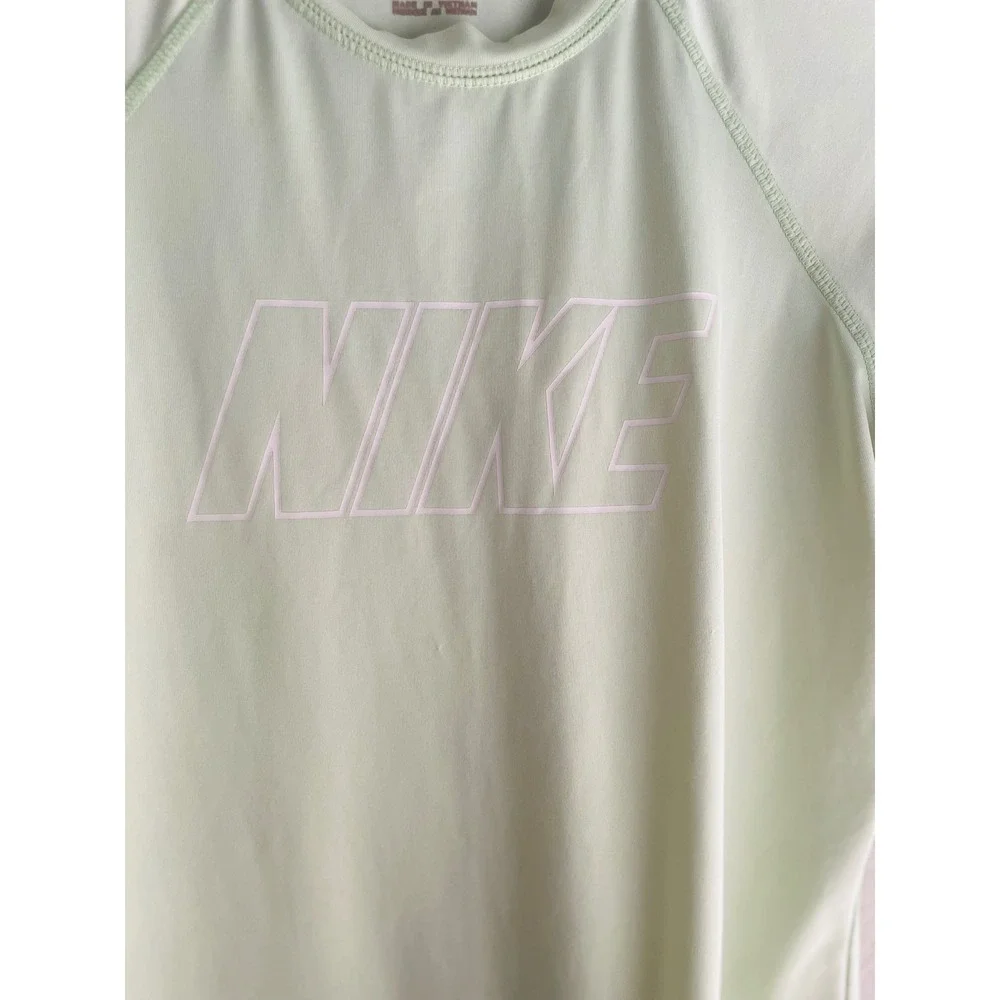 Nike Dri-FIT Swim Mens UPF 40+ Short Sleeve Rashguar Swim Tee Lime Green M